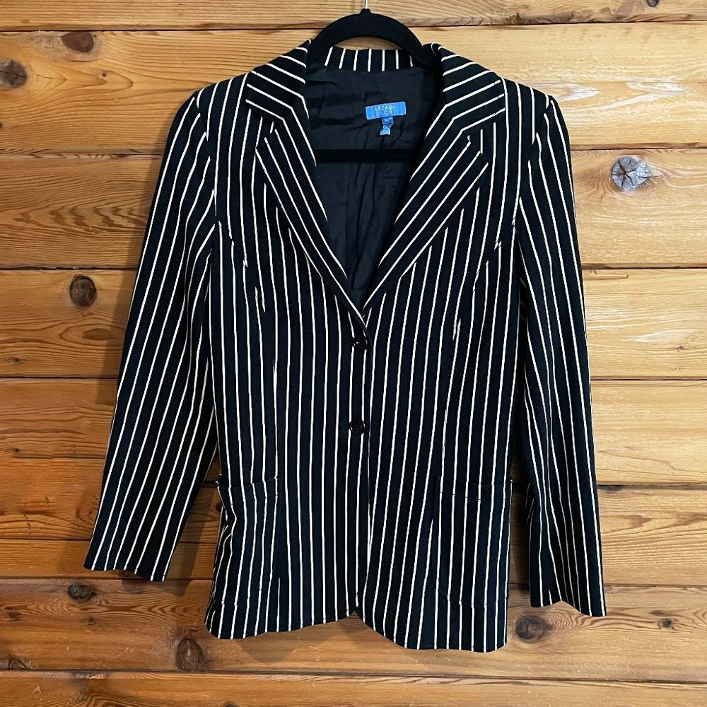 Escada Black and White Pinstripe Blazer
